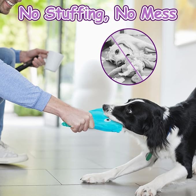 No Stuffing Dog Toys - 8 Pack Squeaky and Crinkle Plush Toys for Small Medium Dogs, Durable for Aggressive Chewers,Cute Puppy Textured Animals