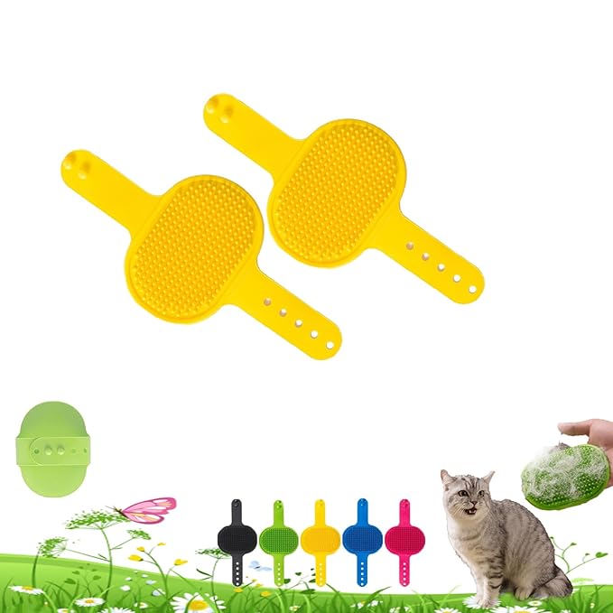 Silicone Grooming Strap Pad for Cats, 2-in-1 Self-Groomer, Adjustable Silicone Pet Grooming Tool, Soft Pet Face Scratcher Rubber Massager for Indoor for Cats & Dogs