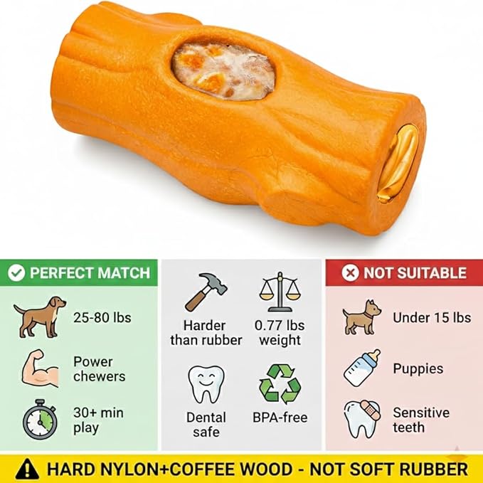 Orange Dog Toys for Aggressive Chewers, Interactive Indestructible Dog Toys with Frozen Treat Function, Durable Dog Puzzle Toy for Large & Medium Dogs, Reduces Anxiety & Extends Playtime