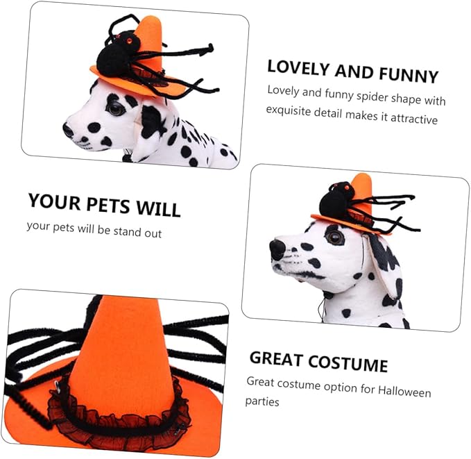 Pet Spider Hat Costume Pet Halloween Headwear Spider Web Design Adjustable Fit for Dogs Halloween Dress up Party Supplies