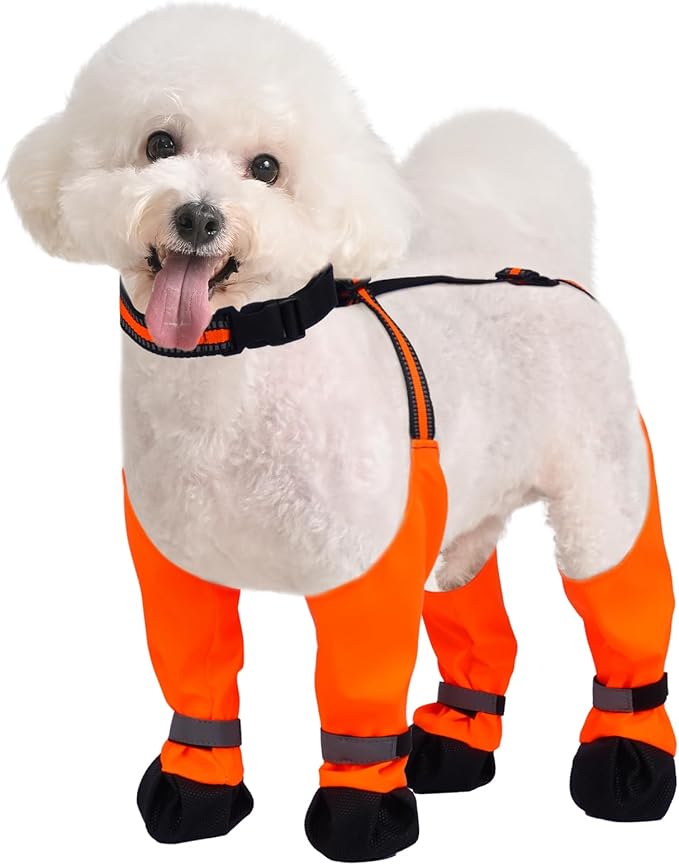 Dog Suspender Boots, Anti-Slip & Fall Waterproof Dog Shoes Leggings, Dog Paw Protector for Small Medium Dogs, Adjustable Dog Boots Pet Shoes for Outdoor Walking