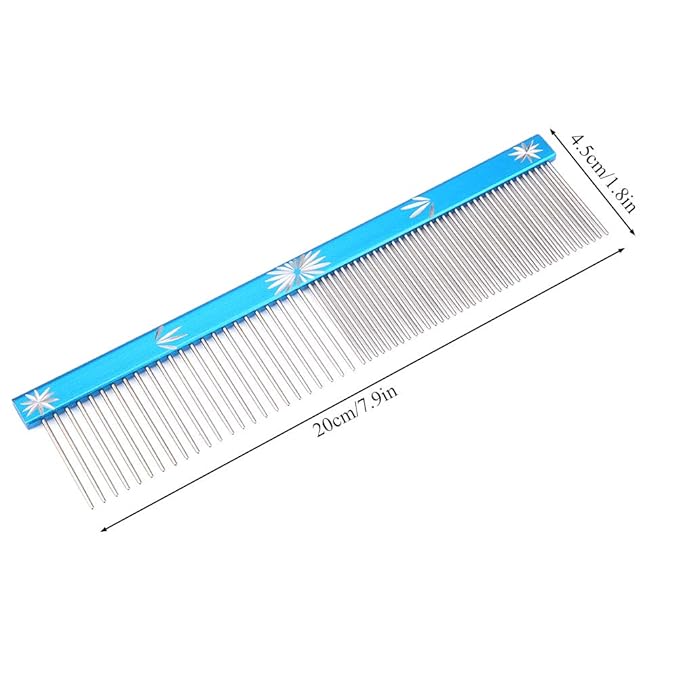 ZJchao Anti-Static Pet Hair Trimmer Comb for Dogs & Cats Straight Row Design for Precise Grooming of Eyes Ears Legs (Blue)