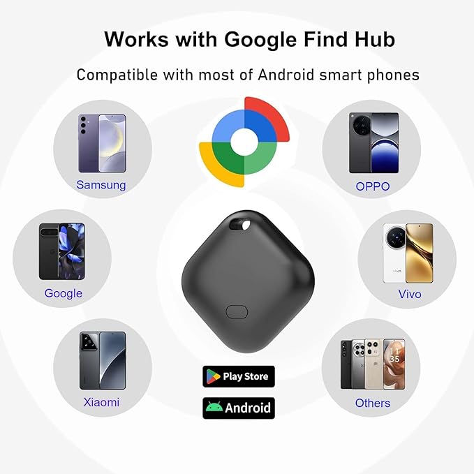 Bluetooth Tracker for Android 2-Pack, Google Certified Anti-Lost tag, Smart Item Locator with Global Network & Replaceable Battery for Keys, Wallet, Luggage, Pets-Black