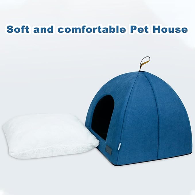 Zerone Pet Tent, Foldable Cat Bed Breathable Cat House Indoor Pet Tent Dog Bed with Mat (S)