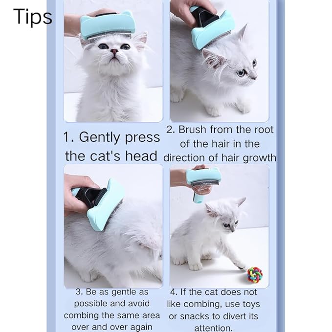Self Cleaning Slicker Brush for Cat & Dog - Cat Grooming Brushes for Shedding Removes Mats, Tangles and Loose Hair Suitable Cat Brush for Long & Short Hair (Blue,Large)