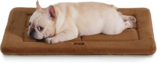 MADE 4 PETS Dog Crate Pad Bed for Medium Dogs, Washable & Reversible, Anti-Slip Kennel Mat for Cozy Sleeping, Soft Fluffy Dog Bed for Indoor & Outdoor Use, 29"x21", Brown