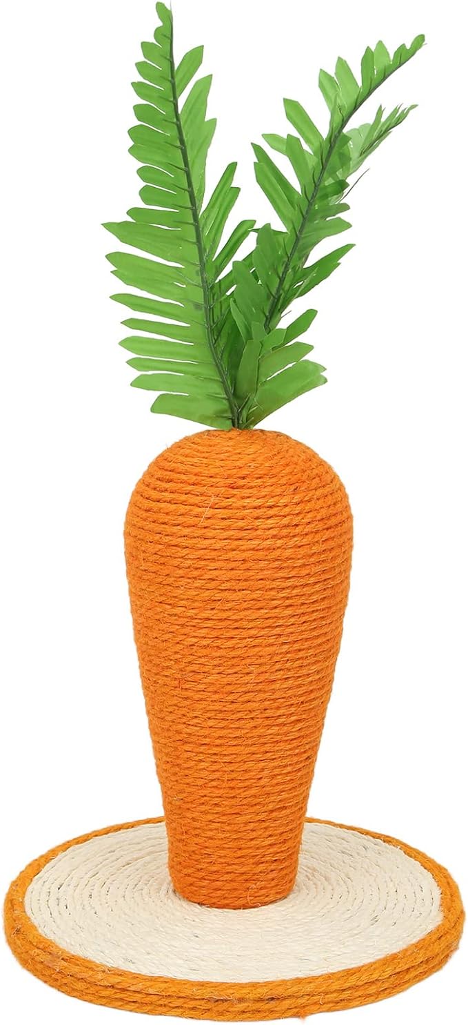 Restokki Cat Scratching Post Carrot Sisal Vertical Carrot Cat Climbing Frame for Indoor Cats Kitty Training Climbing