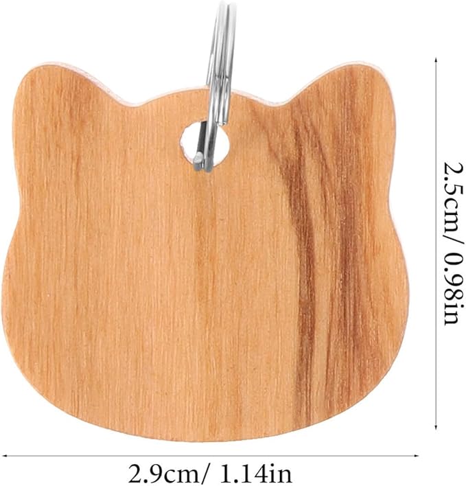 UKCOCO Wooden Cat Head Pet Id Tags 3pcs Dog Collar Charms Blank Dog Name Tags for Pets Sturdy Supplies