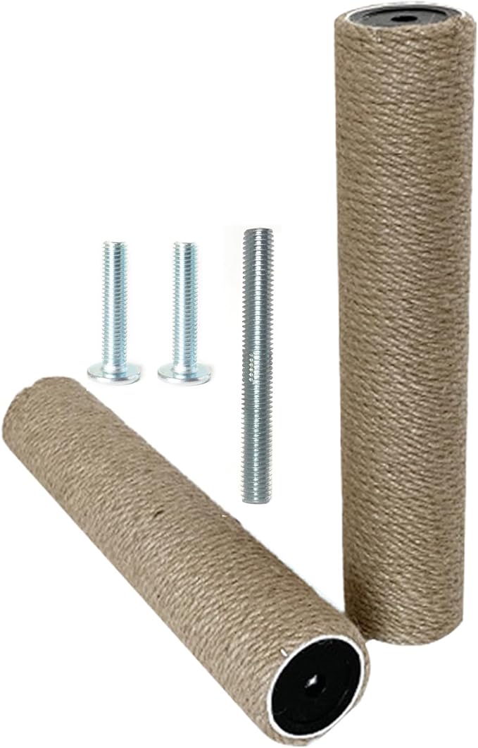 2Pcs M10 Cat Tree Replacement Post - Cat Scratching Post Replacement Pole DIY M10 Bolt Sturdy Cardboard Tubes Natural Jute Rope Screws Included (2.4 * 11.8")