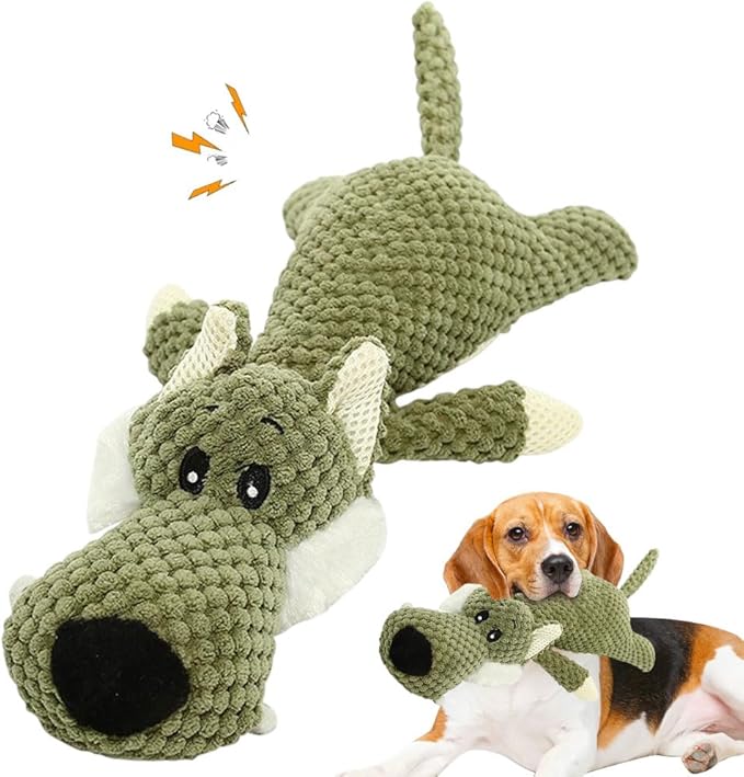 Dog Plush Toys for Aggressive Chewers, 2025 New Interactive Dog Toys for Heavy Chewers Durable Chew Toys Dog Plush Toy, Upgrade Dog Toys Indestructible Dog Puppy Squeaky Chew Toys (Green)