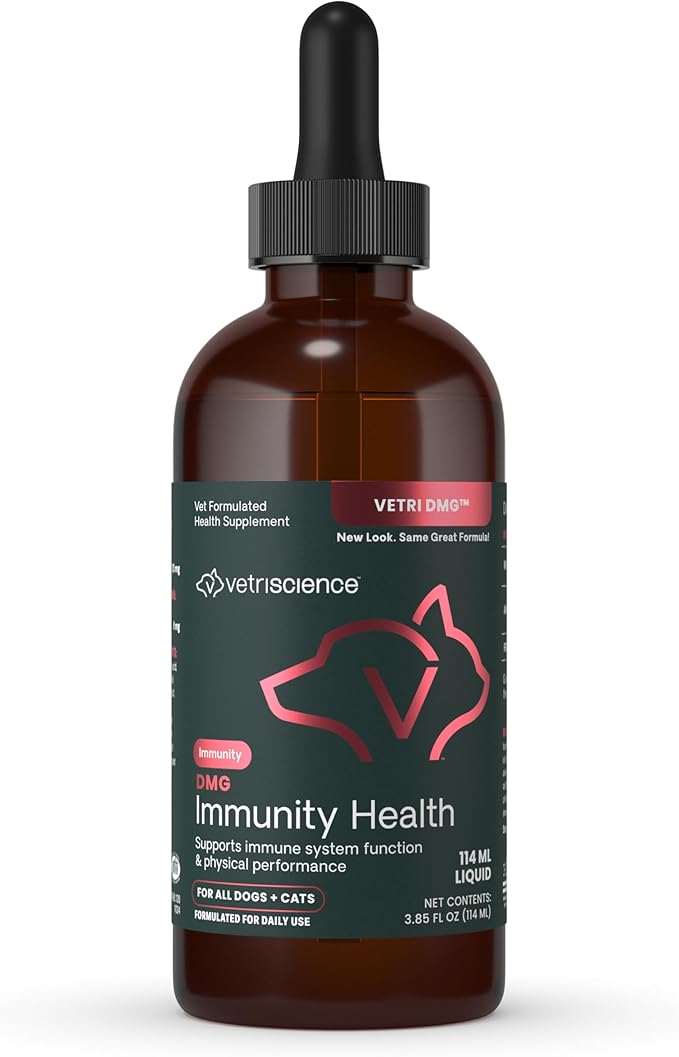 VetriScience Immunity Health Easy-Dose Liquid, Vetri DMG Immune Support Supplement for Dogs and Cats, Hypoallergenic, Support Performance, Stamina, Immune Response, DMG (Dimethylglycine), 114 ml