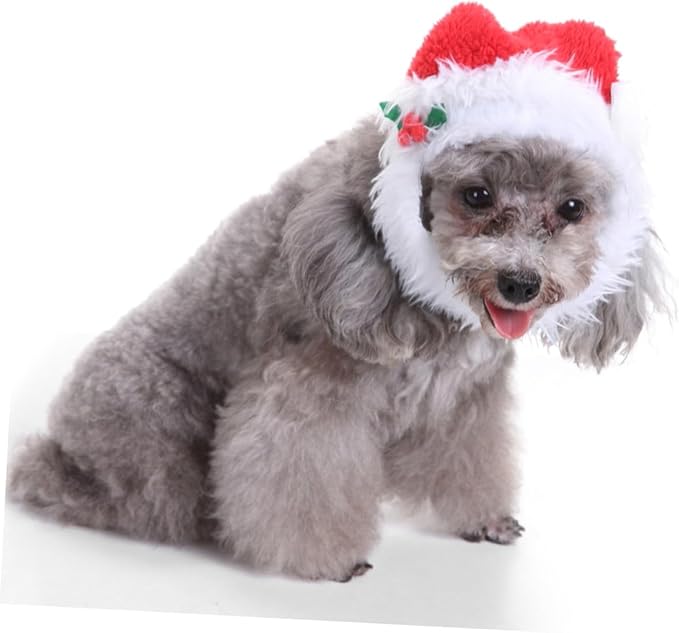 SHINEOFI Christmas Pet Headwear Ribbon Collar, Small Size Festive Dog Neck Accessory, Soft Fabric Christmas Pet Hat for Holiday Dress-up and Party Supplies