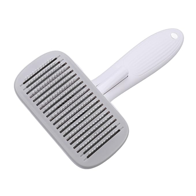Cat Brush For Shedding, De Shedding Brush Dog Hair Dogs Cats Grooming Tool Self Cleaning Slicker Hair For Rabbit Massage Removes Loose Undercoat (Steel Wire Rubber Head Gray)