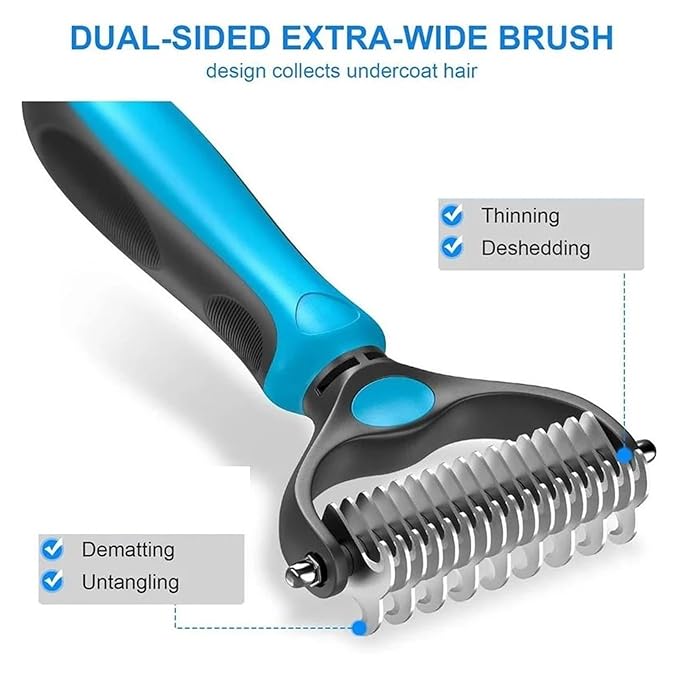 2in1 Stainless Pet Deshedding Brush Dog Hair Remover Pet Fur Knot Cutter Puppy Cat Comb Brushes Dogs Grooming Shedding Supplies(Pink)