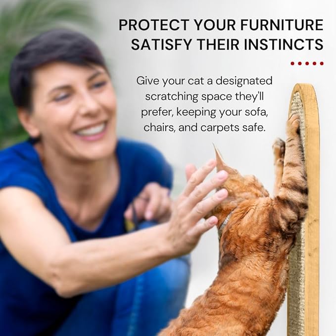 7 Ruby Road Wall Mounted Cat Scratcher - Indoor Vertical Scratching Board for Cats - Scratch Pad Post - Wall Furniture (Cream)