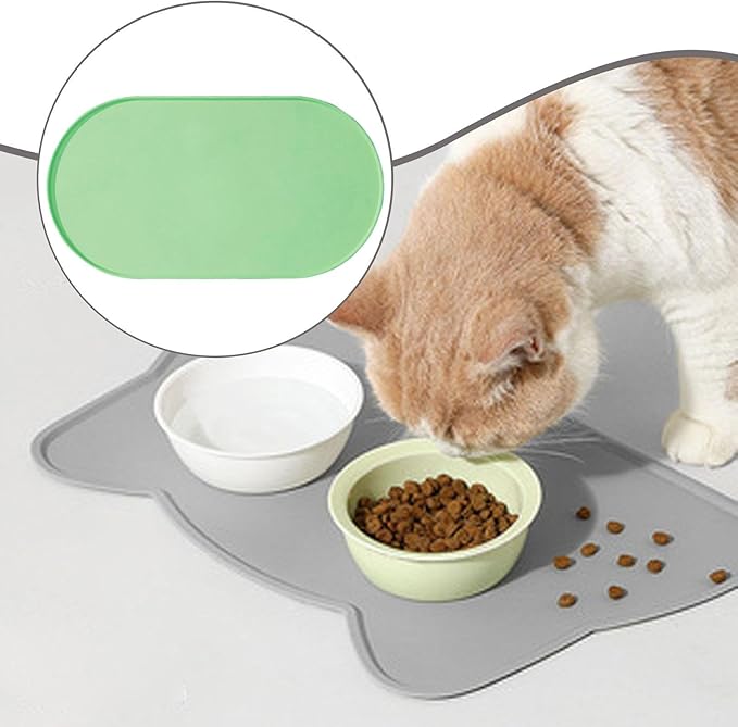 Pet Feeding Dog Food Mat Multifunctional Supplies Anti Slip Silicone Contain Spills Replace Pad Accessories Placemat, Green