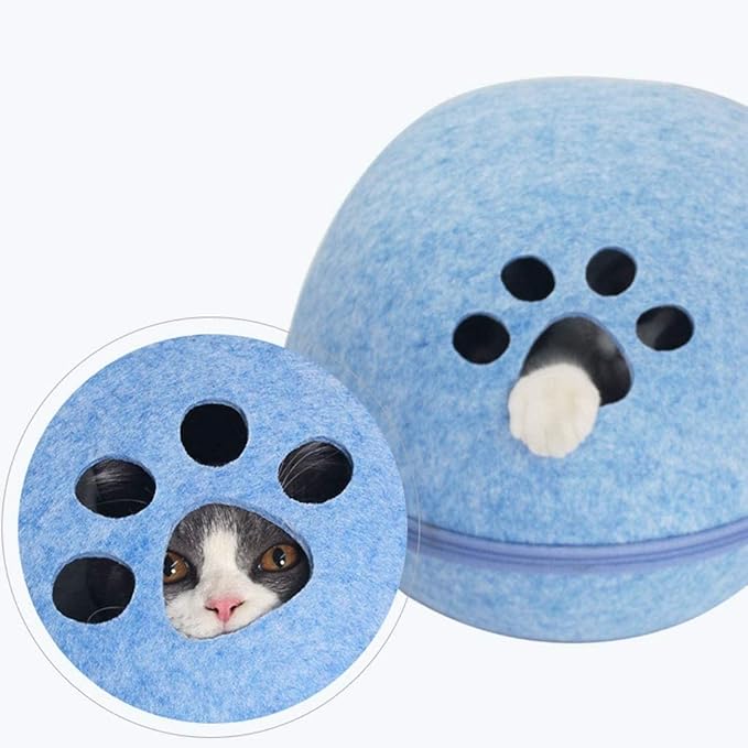 Ultra Soft Material Dog Cat Bed Cave Sleeping Bag Zipper Egg Shape Pet Felt Cloth House Nest Basket for Cats Animals Supplies Washable Pet Bed(Pink,48 * 38 * 25cm)