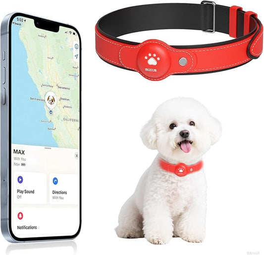 GPS Tracker for Dogs, 2 in 1 Pet Tracking Smart Collar (Only iOS), No Monthly Fee GPS Tracker Dog Collar, Real-time Location Comfortable PU Tracker Tag for Small, Medium Large Dogs(Locator Included)