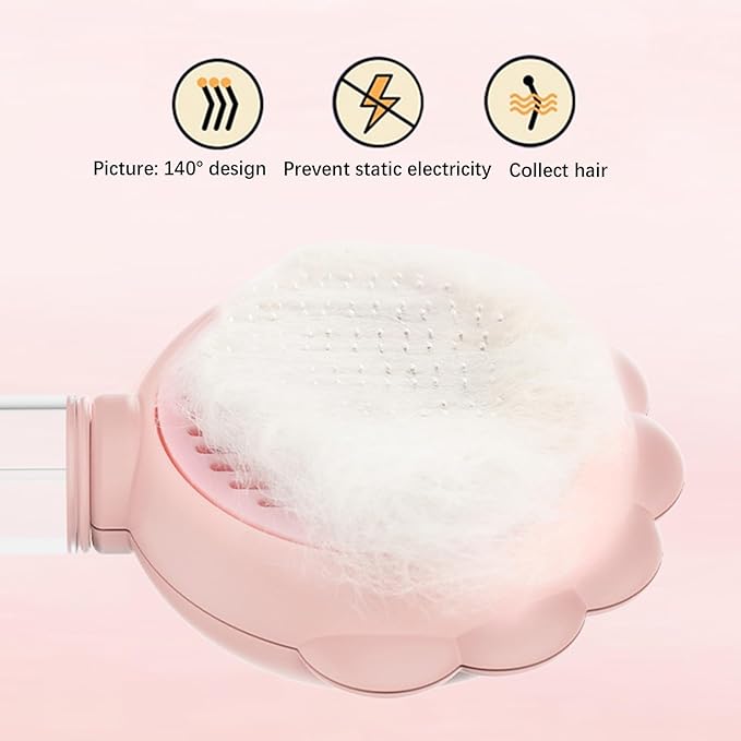 Pet Spray Hair Removal Comb, Dogs and Cats to Remove Tangled and Loose Hair, Self Cleaning Cat Grooming Brush for Massage, Deshedding Dog Brush for Pets Cats Dogs (pink)