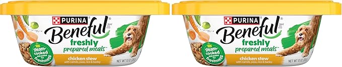 Beneful Purina Wet Dog Food Freshly Prepared Meals Chicken Stew with Rice, Carrots, Peas, and Barley Tubs- 10 oz. 8 Count (Pack of 2)
