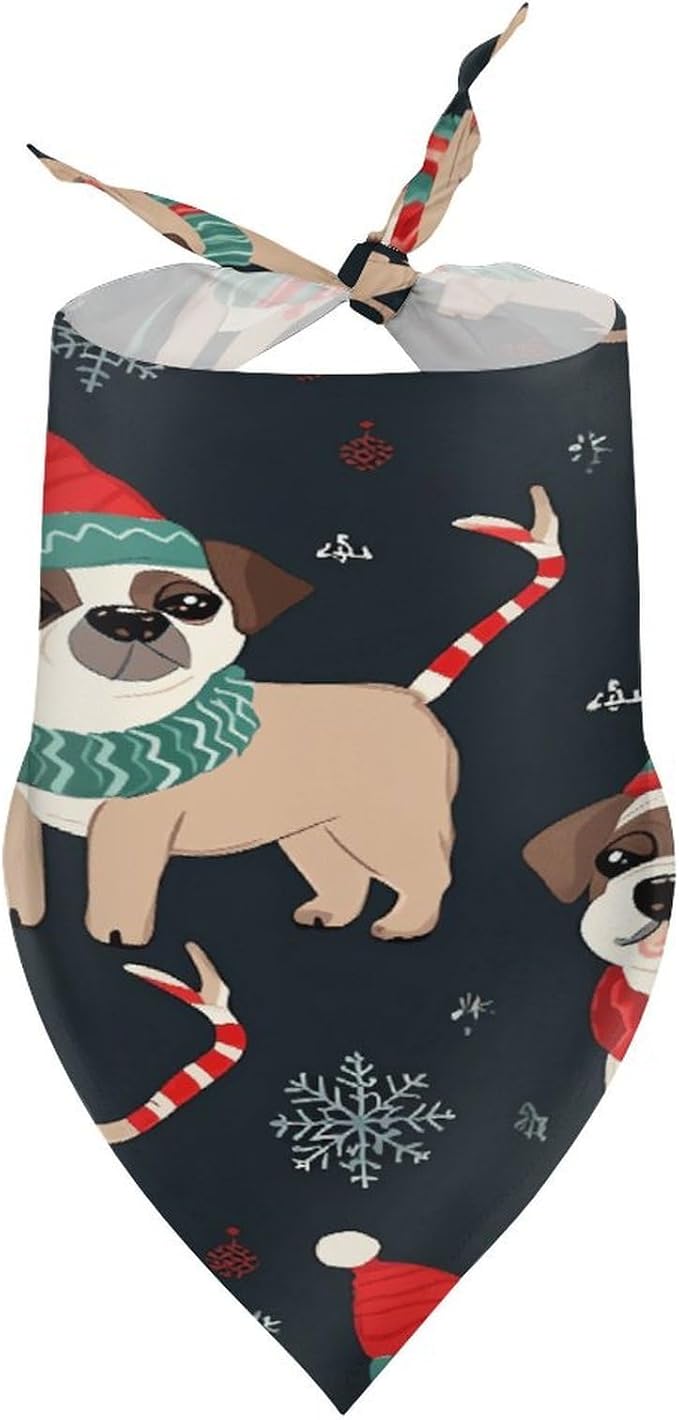 Dog Bandana Spring Pet Scarf Adjustable Triangle Merry Christmas Dog Printing Dog Bib Washable Polyester Puppy Bandana for Small Medium Large Dogs Cat Birthday Party Supplies