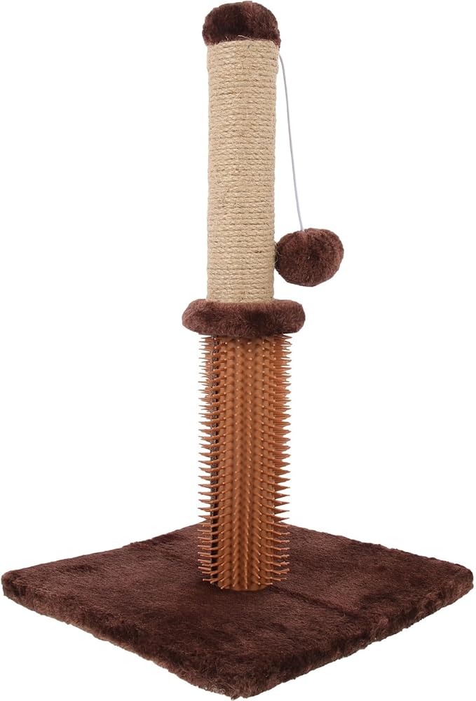 Toyvian Wear-Resistant Cat Scratching Post with Comfortable Palm Plush Cover Floor Cat Scratcher Household Kitten Scratch Pad with Platform for Play and Claw Care