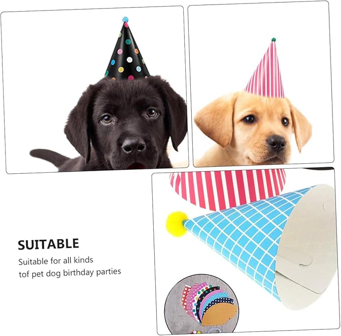 ibasenice Dog Birthday Party Hat and Saliva Bib Set, 9pcs Pet Birthday Caps with Bandana for Small to Medium Dogs, Decorative Pet Supplies for Celebration and Photo Sessions Random Color