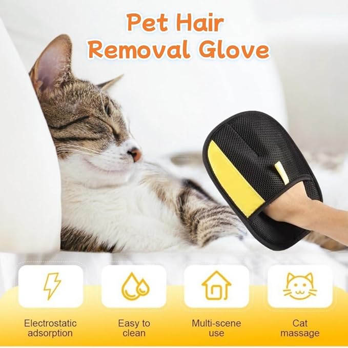 2026 Cat Hair Remover Glove,Pet Hair Removal Glove for Cats & Dogs , Electrostatic Gloves for Pet Grooming,Reusable Pet Hair Remover Tool for Couch, Clothing,Furniture, Carpet, Curtain,Car Seat