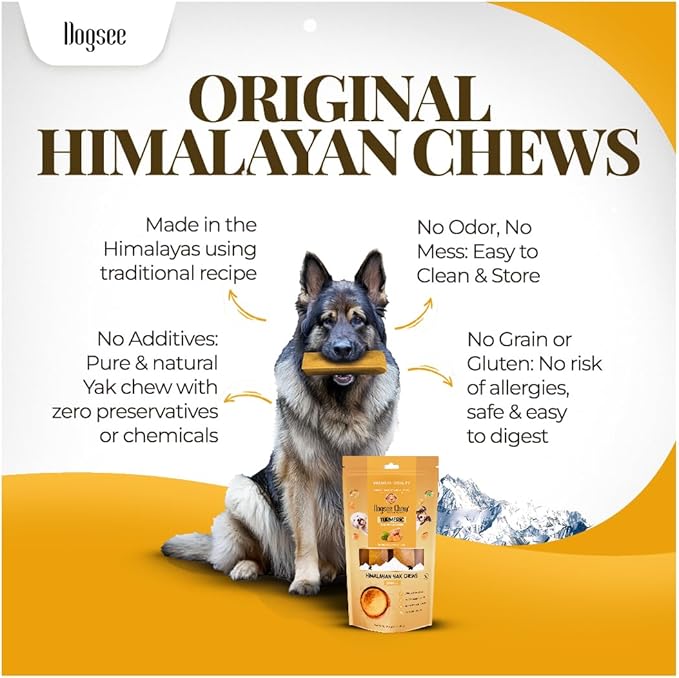 Dogsee Himalayan Yak Chews with Turmeric/Curcumin 3lb (XL - 9 Bars) | for Large Dogs | Dog Treats for Large Dogs | Help Alleviate Joint Pain | Rawhide-Free | Anti Inflamatory