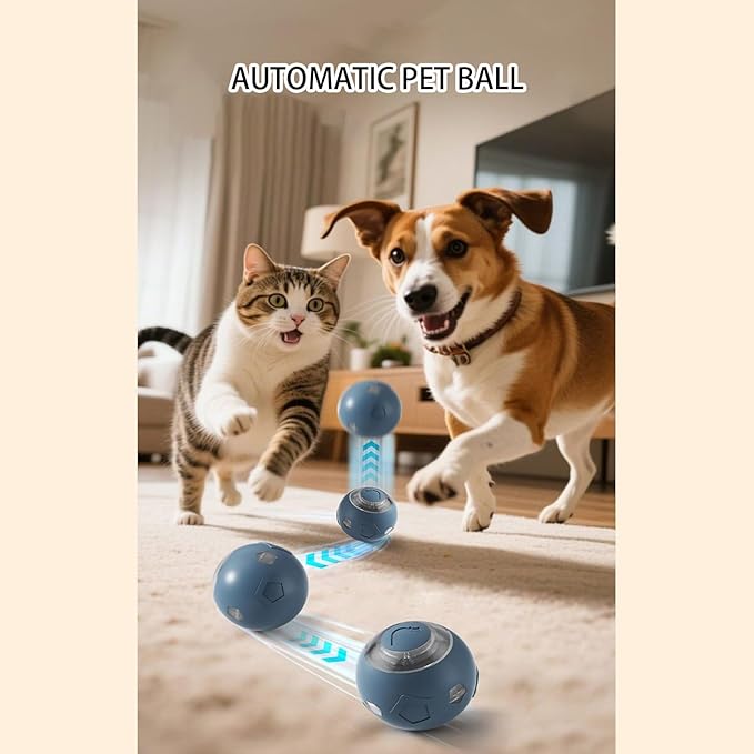 Genérico Moving Dog Ball - Electric Pet Toy | Rechargeable Quiet Dog and Cat Ball with LED Lights For Puppies Cats Aggressive Chewers Indoor Games Interactive Pet Supplies