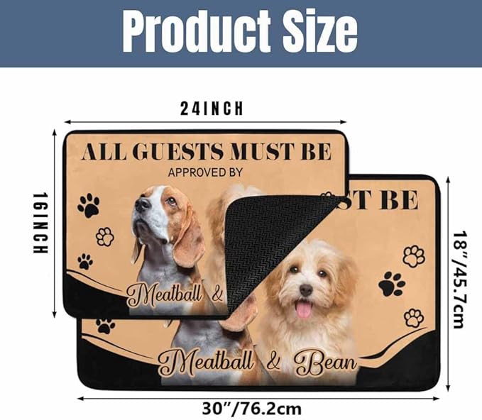 Generic Personalized Dog Cat Doormat, Custom Pet Door Mat for Outdoor, Indoor, Custom Cat Dog Rugs Gifts-24x16inch (Up to 4 Pets), One Size, Style-1