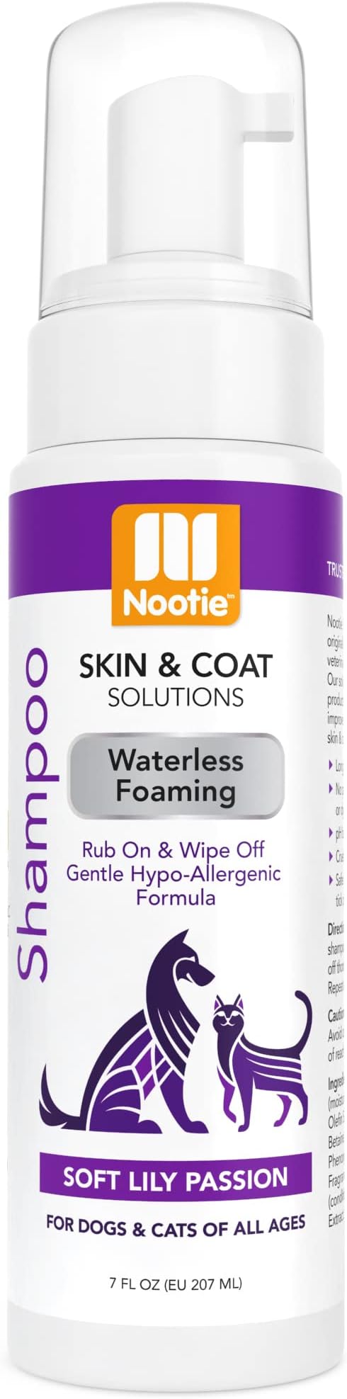 Nootie Foaming Waterless Shampoo for Dogs and Cats, 7-Ounce, Soft Lily Passion (SWH0718)