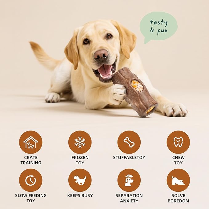 2 Pack Dog Toys for Aggressive Chewers, Interactive Indestructible Dog Toys to Keep Them Busy, Durable Dog Frozen Treat Toy for Large & Medium Dogs, Reduces Anxiety & Extends Playtime, Red Brown