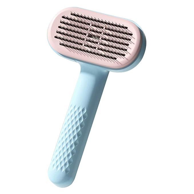 Self Cleaning Slicker Brush | Grooming Tool for Cats Dogs - Push Button Hair Remover, Detangling Undercoat Comb, Skin Massage Pins Reduce Shedding | for Veterinarians Owners Salon Use