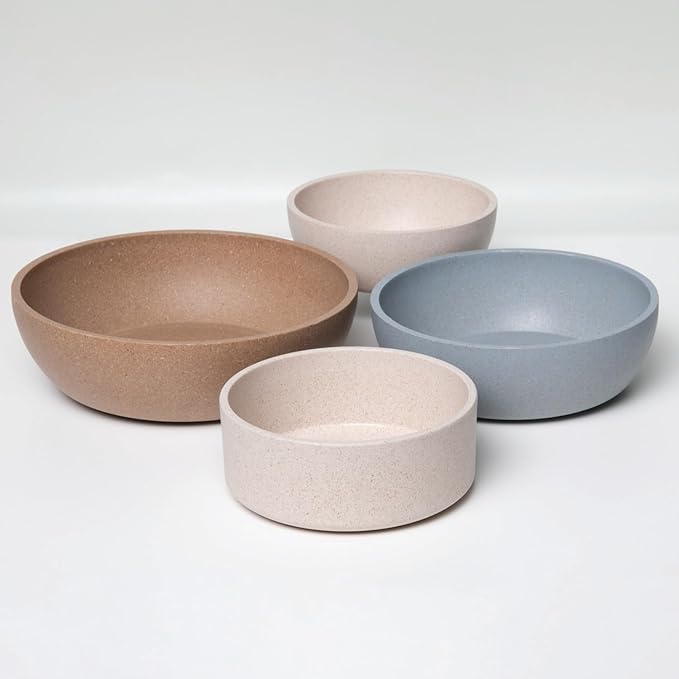 Loving Pets - Dolce Bamboo - Eco-Friendly Pet Bowls & Dishes for Dog, Cats, Puppy Food and Water Dish -Sustainable and Dishwasher Safe, Made with Real Bamboo (Small, Oat-Beige)