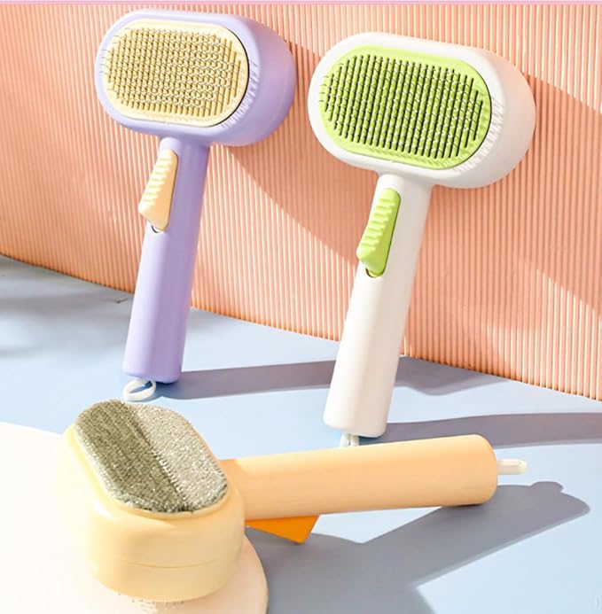 simplely easy Cleaning Pet Spray Hair Removal Comb with Release Button,double sided massagae cleaning Waterproof Pet Grooming Brushes short long hair dogs and cats pets