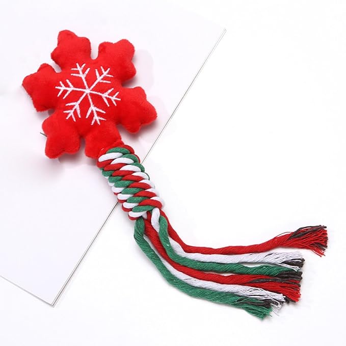 Dog Rope Toy Christmas Dog Toy Lightweight Pet Supplies for Aggressive ers Dog Toy for Playing Training Xmas Gifts, Snowflakes
