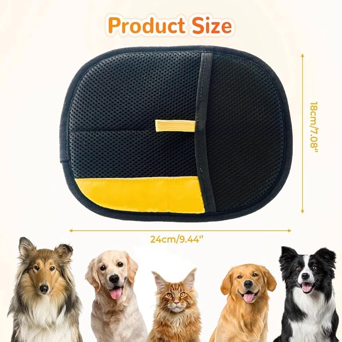 Electrostatic Pet Hair Removal Glove for Cats - Reusable Cat Hair Remover Mitt | Grooming Brush Glove for House Cats, Furniture & Car Seats | Hand Washable (Black)