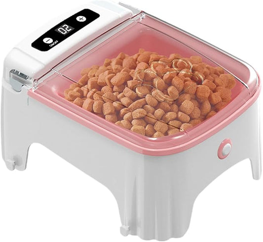 Timed Pet Feeder Machine - Auto Cat Feeding Bowl, Electric Food Dispenser Unit | Small Dog Programmable Dry Meal Device, Sensor-Based Feeder for Home Pet Routine and Easy Management