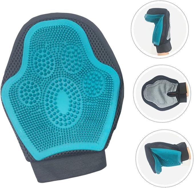 Mikikit Pet Grooming Glove Brush Double Sided Cat Massage Brush for Bathing Shedding Pet Hair Remover Tool for Dogs Cats Comfortable Easy to Use Grooming Supply