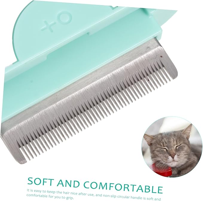 Pet Cat Grooming Stripping Tool Lightweight Hair Comb with Smooth Surface for Removing Loose Hair Tangles and Dander Long and Haired Cats Mint Green