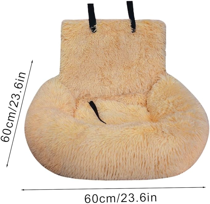 Small Dog Car Seat, Medium Dog Plush Car Seat, Non-Slip Travel Bed Pet Cushion for Traveling Camping Kitten Road Trip Daily Commuting Vet Visit Adventures