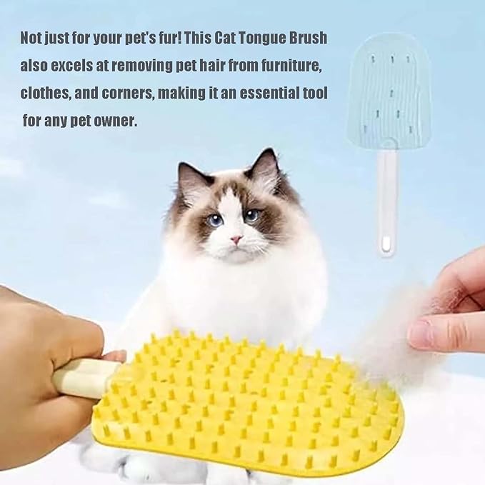 Cat Tongue Comb, Pets Cat Tongue Comb, Cat Tongue Brush, Pet Ice Cream Massage Comb, Simulated Cat Tongue Licking Hair Comb for Pet Grooming Shedding (Yellow+Blue)