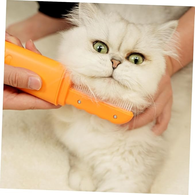 Cabilock Pet Comb for Cats and Dogs, Dematting Shedding Brush with Fine Teeth, Orange Plastic Grooming Hair Removal Tool for Small to Medium Pets