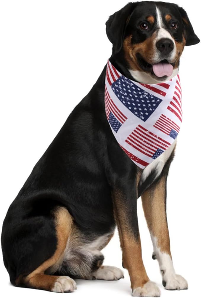 DOITOOL Independence Day Dog Triangle Bandana Patriotic Pet Scarf Cotton Decorative Festival Bandana for Dogs and Cats Holiday Pet Supplies