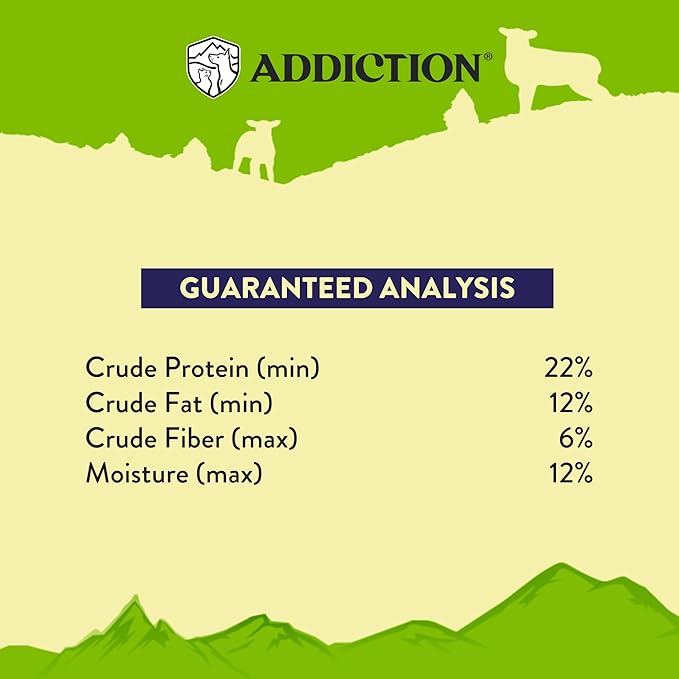 Addiction Herbed Lamb & Potatoes Air-Dried Grain-Free Dog Food – Complete Meal or Topper with Natural Ingredients for Digestive and Skin & Coat Health, 2lb - 4 Packs