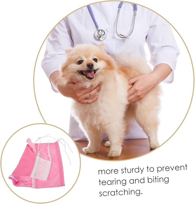 Multi Function Cat Grooming Bag for Bathing Nail Trimming Veterinary Care Durable Fast Dry Wear Resistant Mesh Pouch with Pull Rope Buckle Strap for Easy and Control