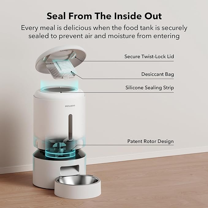 PETLIBRO Automatic Cat Feeder,5G WiFi Automatic Dog Feeder with Freshness Preservation,5L Timed Cat Feeders with Low Food Sensor,Up to 10 Meals Per Day,Granary Pet-Feeder for Cats/Dogs,(Pack of 4)