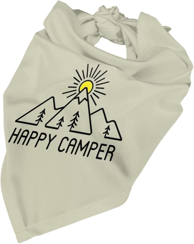 Happy Camper Summer Dog Bandana，Adorable Puppy Accessory for The avid Camper ，Pet Neckerchief for Pets Daily Wear Photo Prop Party Supplies,Funny Cute Dog Bandana (Light Green)