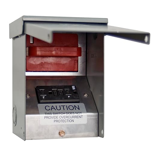 Milbank U3822-20GWR 2 Pole 1 Phase Non-Fusible Air Conditioner Disconnect Switch with GFCI Receptacle 240 Volt AC 60 Amp NEMA 3R